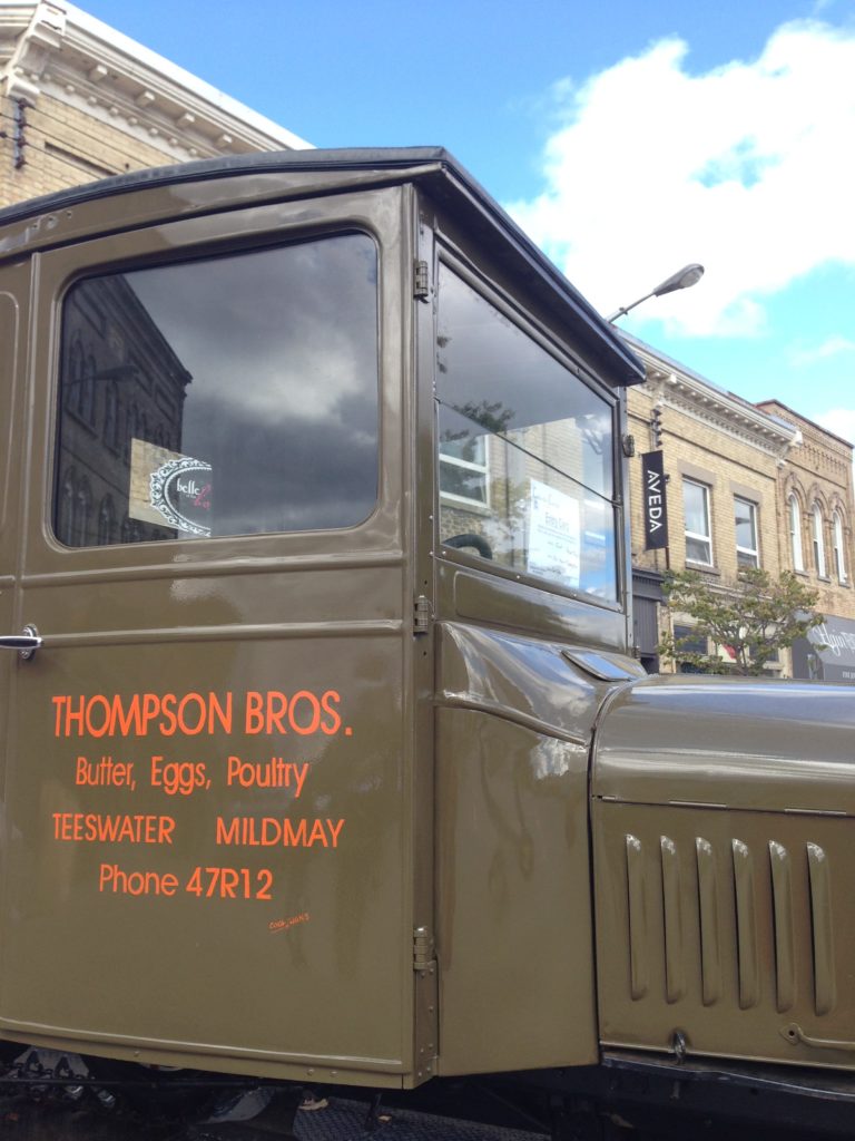Thompson Bros. farm truck which delivered butter, eggs and poultry around Teeswater, Mildmay.