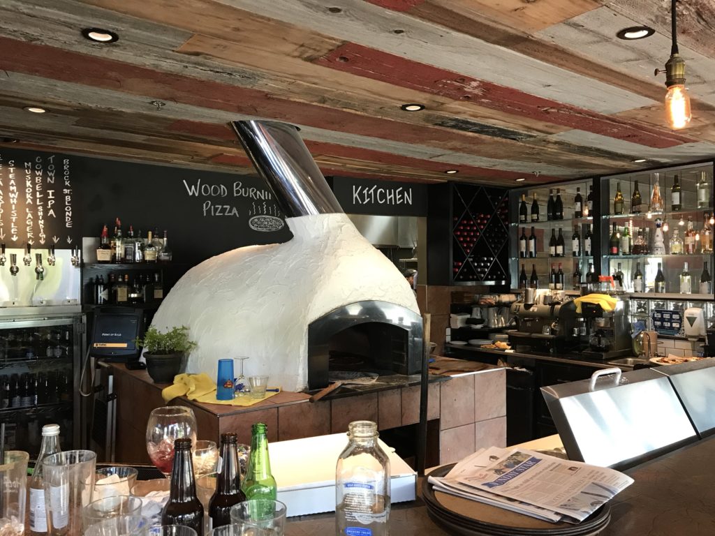 Wood burning pizza oven at Hot Rocks in Whitby