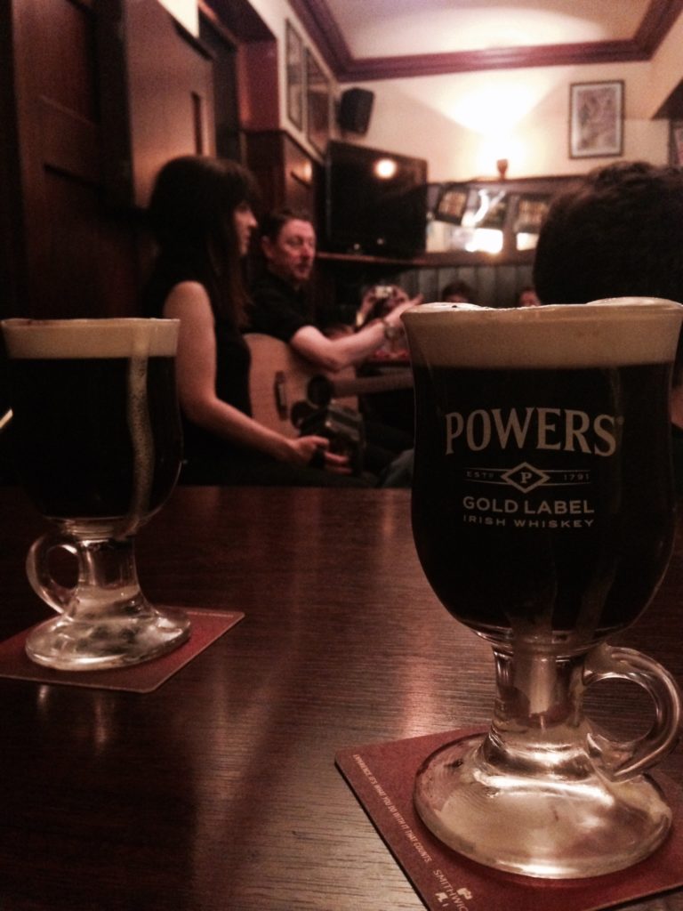 Irish coffee on table at our Musical Pub Crawl in Dublin