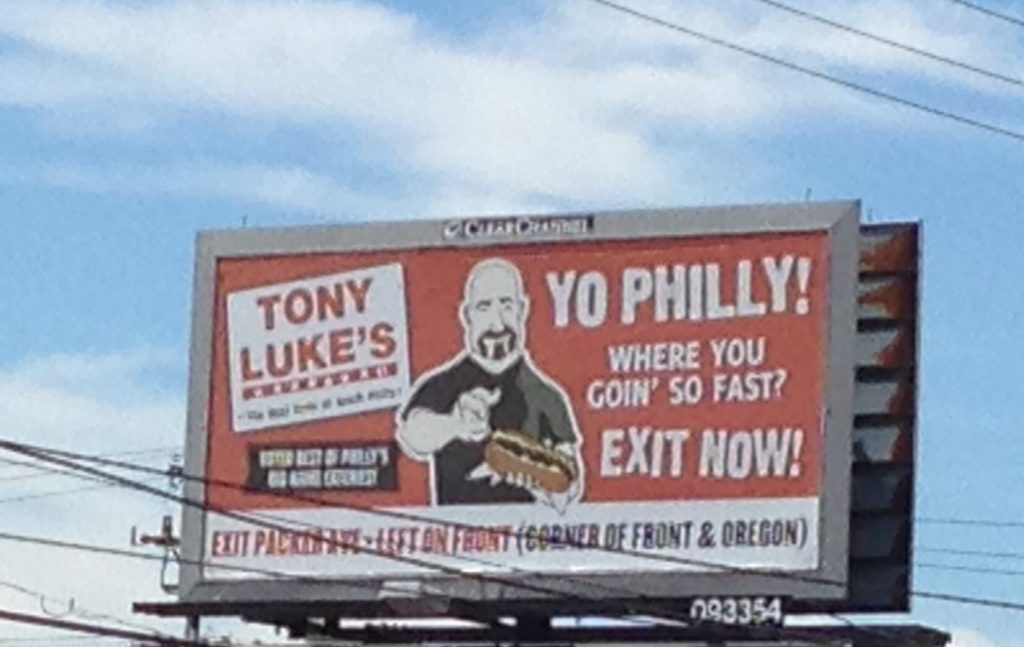 Billboard for Cheesesteak at Tony Luke's