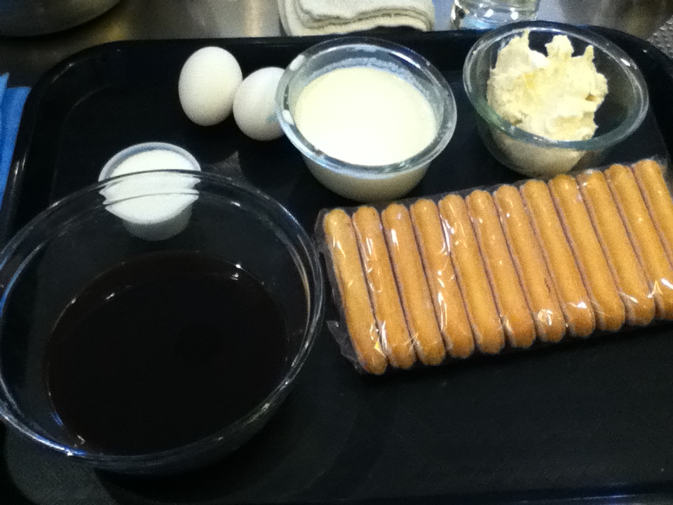 The ingredients for tiramisu are ready at our cooking class