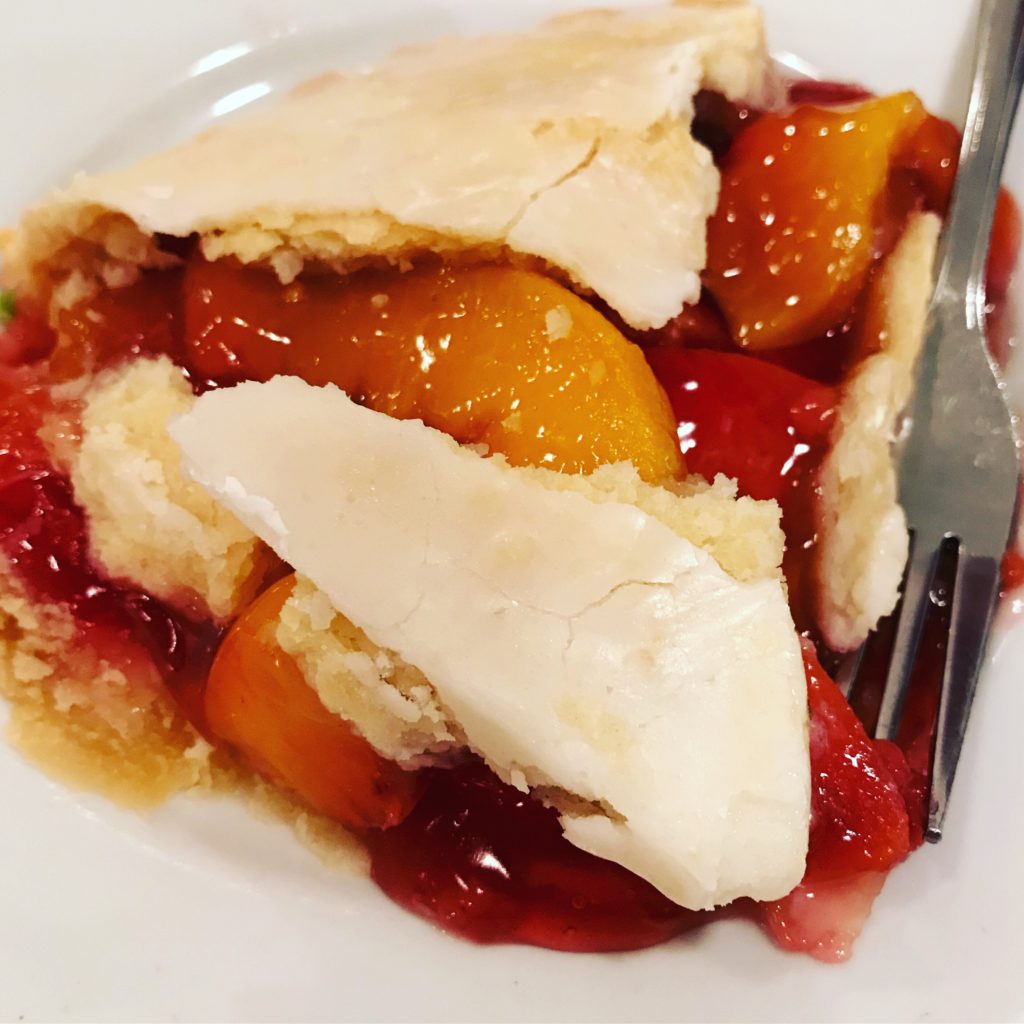 peach raspberry iced pie