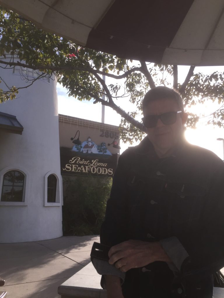 exterior table with umbrella at Point Loma Seafoods