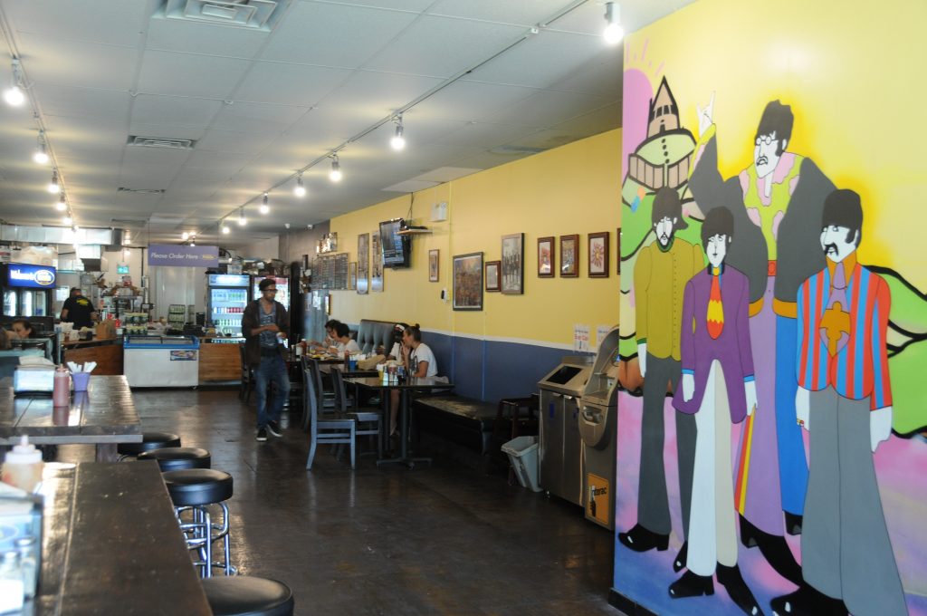 interior Fresco's Fish and Chips with Beatles mural