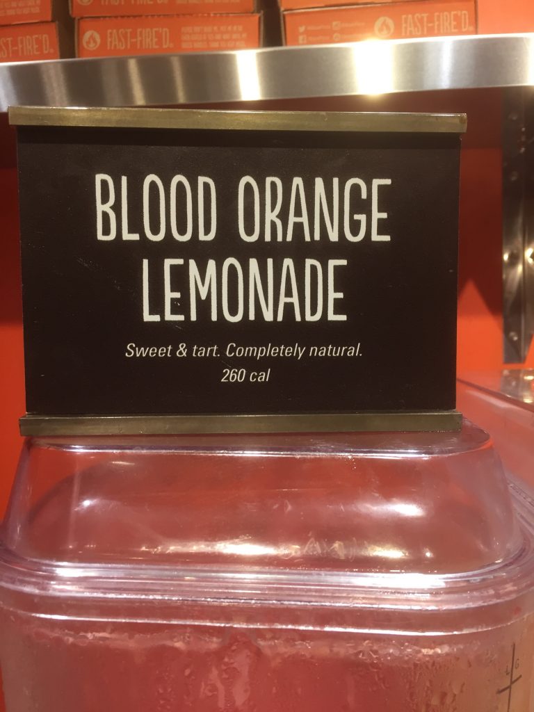 Blood Orange Lemonade at Blaze Pizza