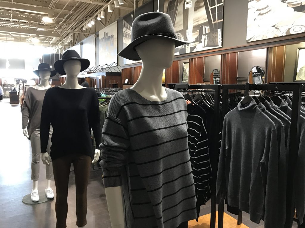 Tilley hats for women on mannequins at Tilley Endurables travel clothing store