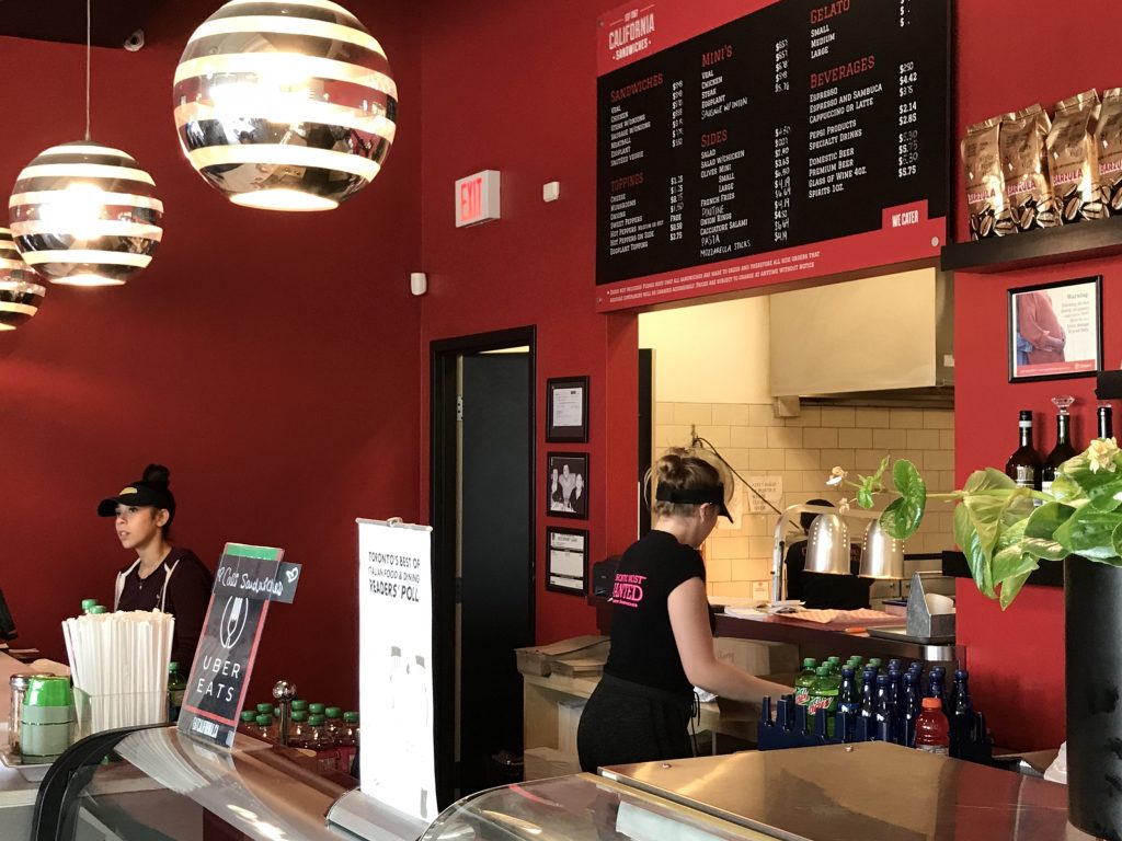 Interior shot of California Sandwiches in Scarborough