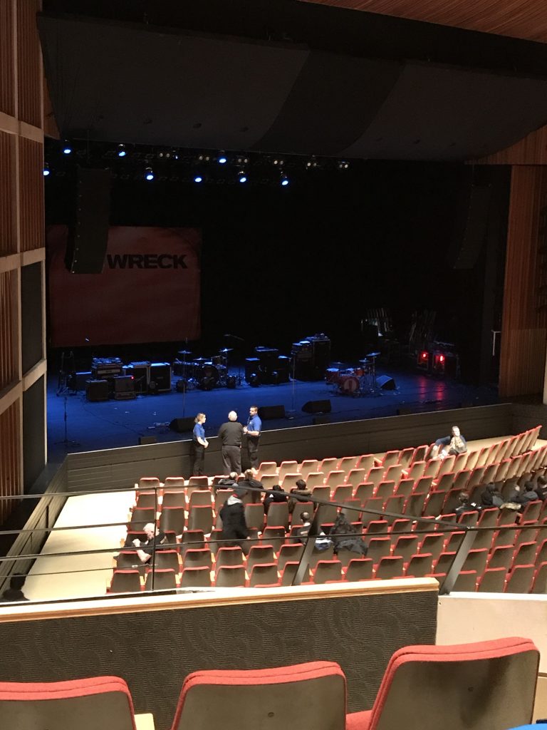 Looking at the stage from the loge seats at FirstOntario Concert Hall in Hamilton
