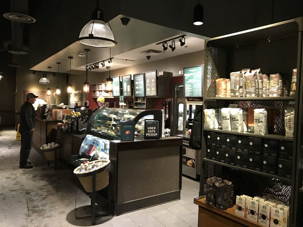 the barista behind the bar at Starbucks in Pickering